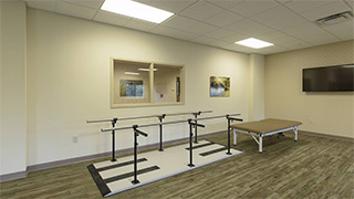 Physcial therapy equipment in gym area of Boonespring Transitional Care Center and Rehabilitation in Boone Co., KY