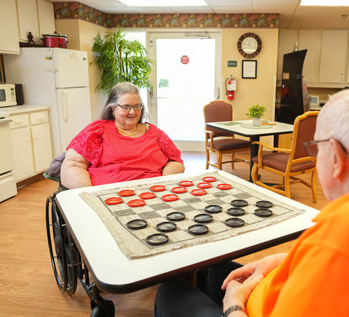 seniors playing checkers