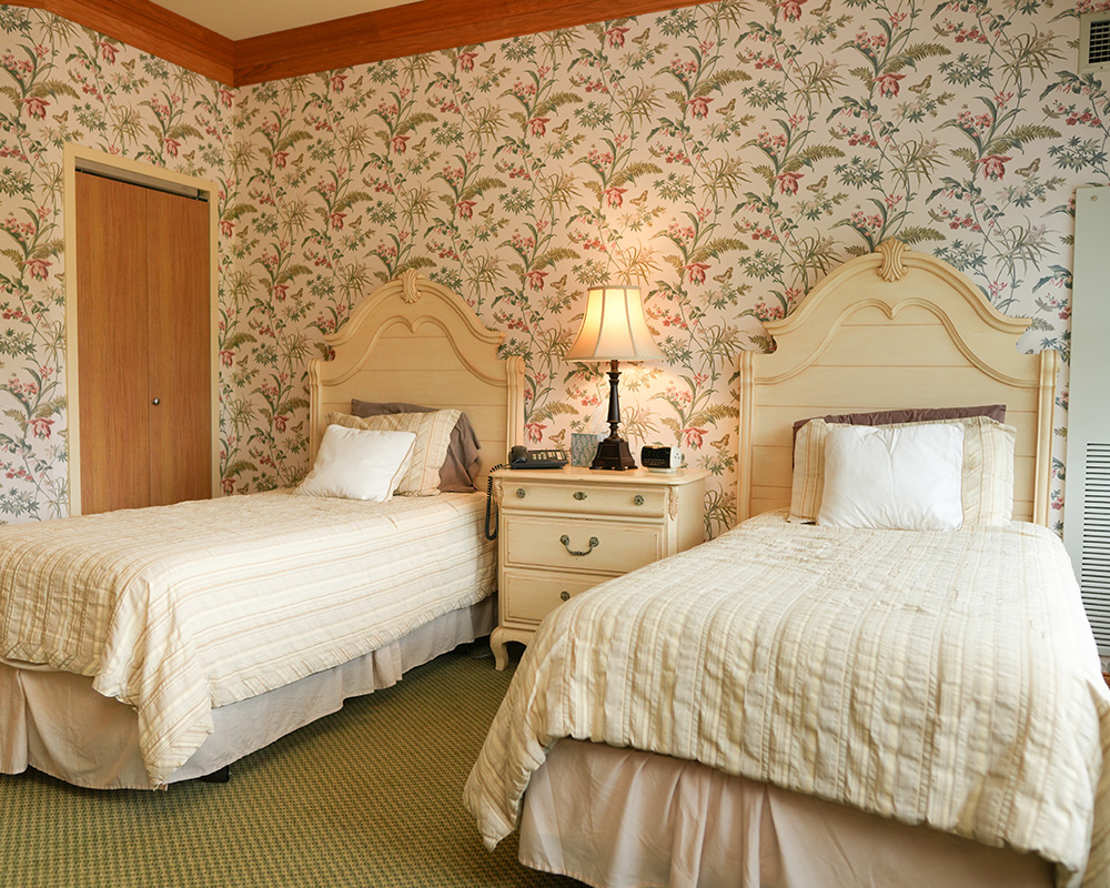 Two single beds in a bedroom